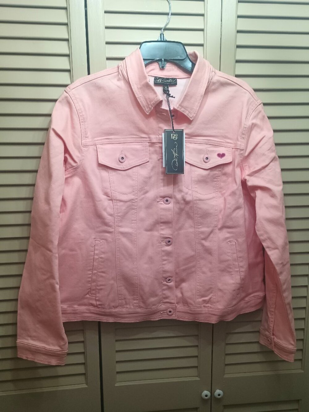DG2 Pink Denim Stretch Button up Jacket Sz XL